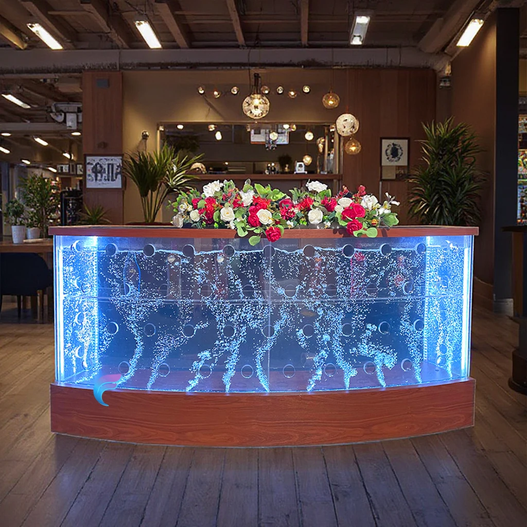 White Acrylic Modern Water Bubble Table with Changeable LED Lights for ...