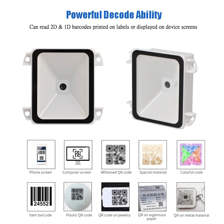 Barcode Scanner Kiosk Small Fixed Mount Vending Machine Barcode Reader USB RS232 TTL Interface