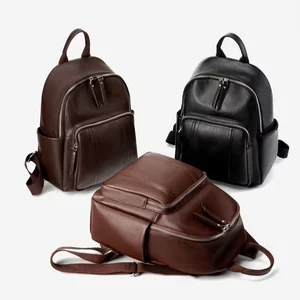 Wholesale Customized 2026 Trend Women's Vintage Leather Waterproof Backpack Luxury 3L+ Capacity Office Bag with Zipper Closure