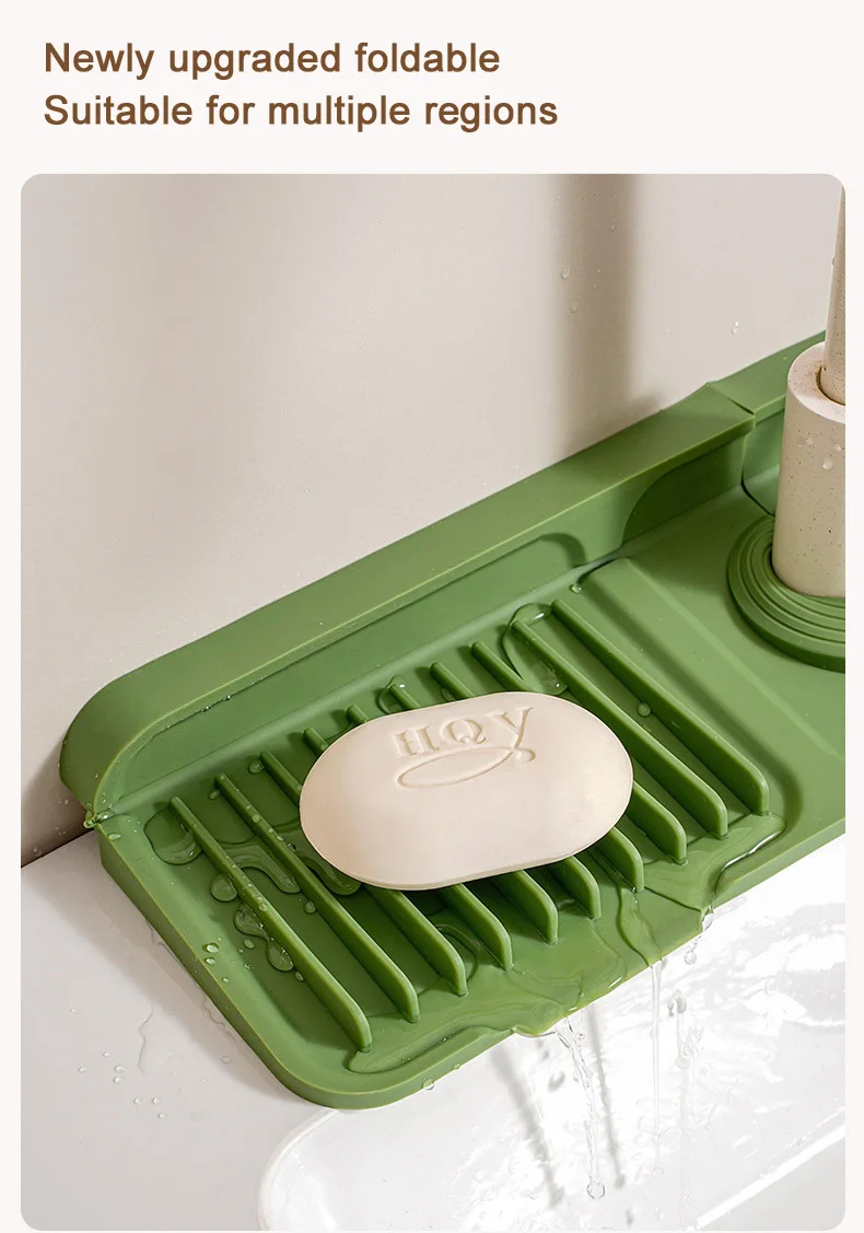 Kitchen Silicone Pad Splash - Proof Wave-patterned Pad Faucet Countertop with Drip-proof Base