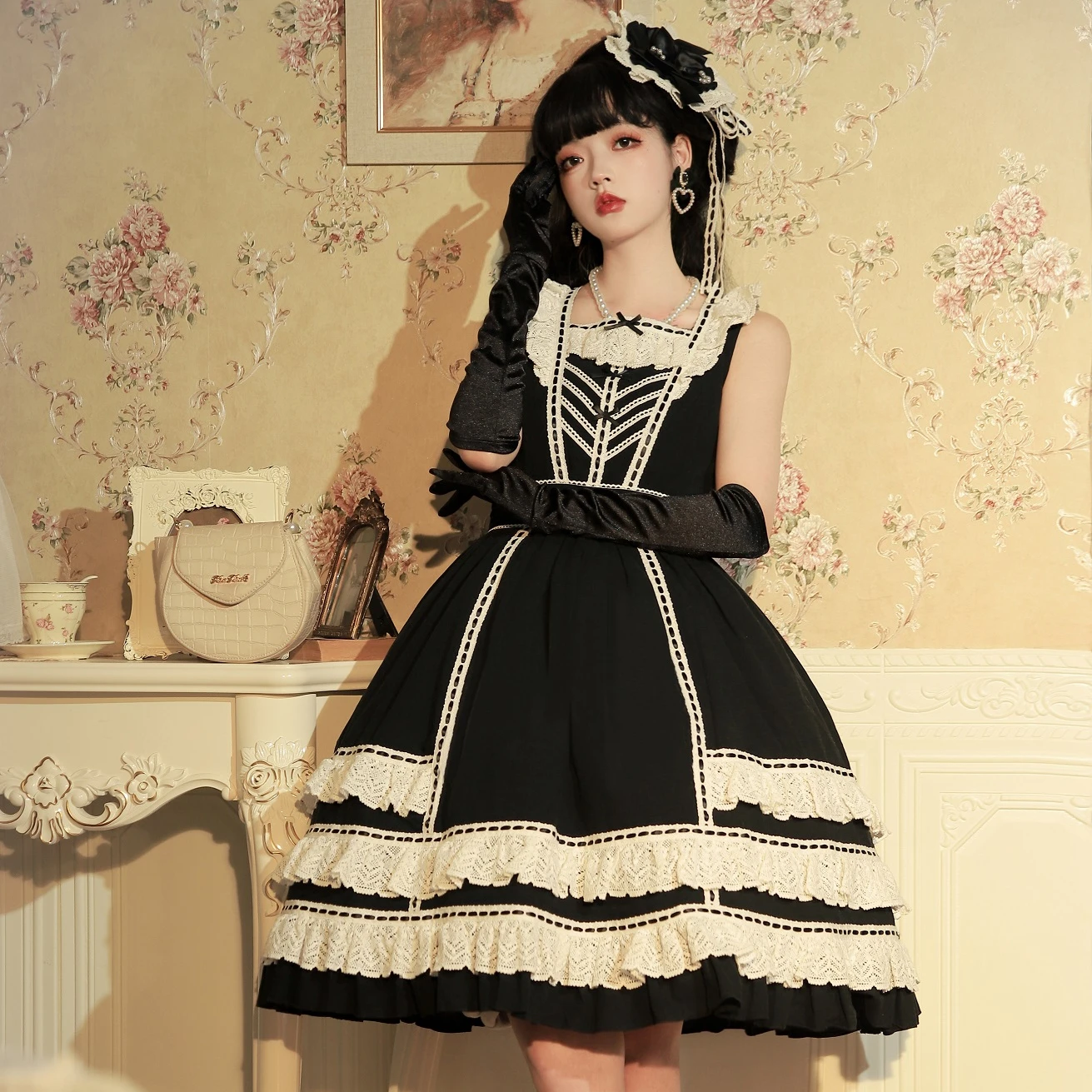 2021 Women's Classic Lolita Dress Vintage Inspired Women's Outfits Cosplay  Anime Girl Black Long Sleeve Knee Length Shirt Dress Cosplay Costume (Color  : Black, Size : M) price in Saudi Arabia |