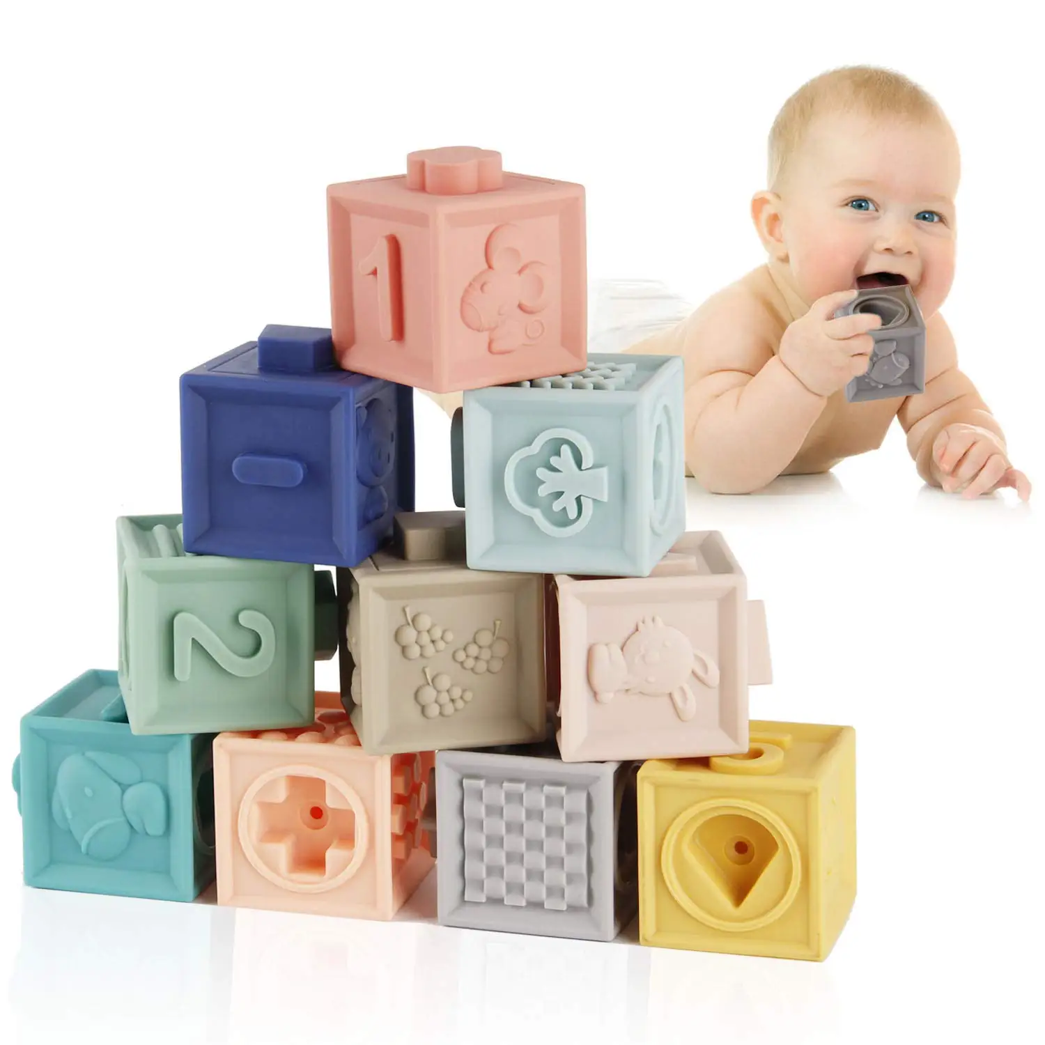 Baby Blocks Soft Building Blocks Baby Toys Teethers Toy Educational Squeeze Play with Numbers Animals Shapes Textures 6 Months Alibaba