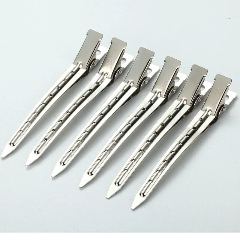 Wholesale Custom 12Pcs/Bag No Trace Salon Hair Clip Metal Duckbill Clip Sectioning Hair Clips with Hole
