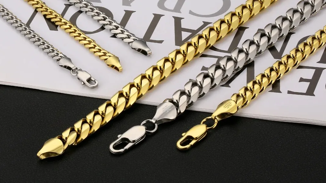 14K Gold Plated 8mm Miami Cuban Link Chain Necklace for Men Women