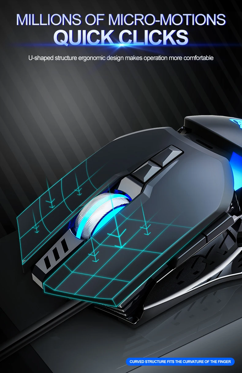Computer Accessories 4 Colors Breathing Light 150cm Wired Programmatic Game Mouse Switchable DPI Design Office Gaming Mouse