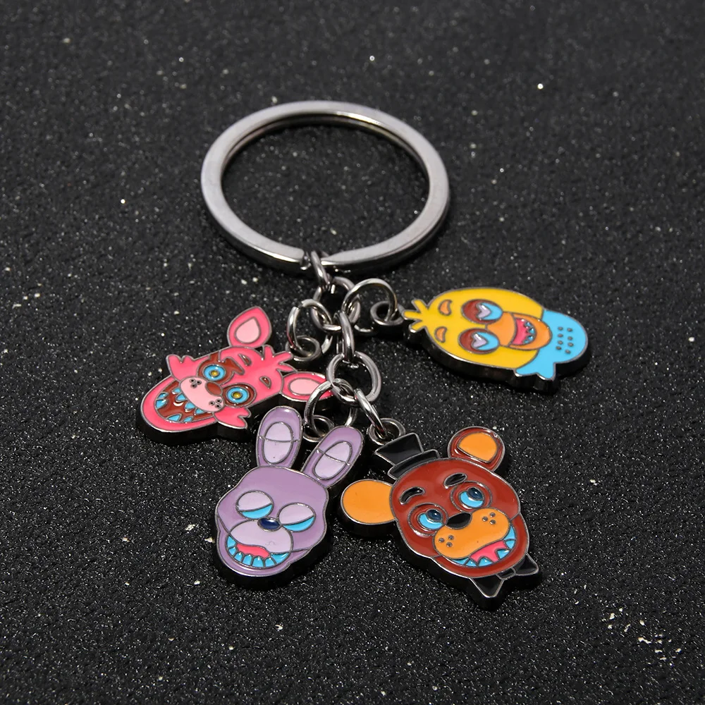 Hot Anime FNAF Fazbear Enamel Keychain Backpack Clothes Charms Holiday Gift for Kids