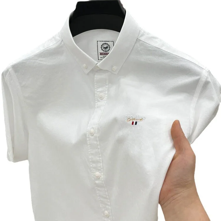 OEM High-quality Men's Oxford Short Sleeve Shirt New Loose