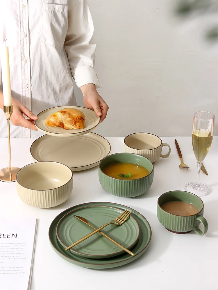 Ceramic Plate Set Porcelain Dinnerware Tableware Household Dinner Table