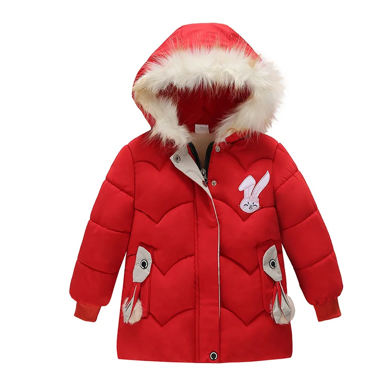 Winter Cute Kids Jacket with Rabbit Hood Thick Warm Baby Girls' Coat New  Design Casual Parka