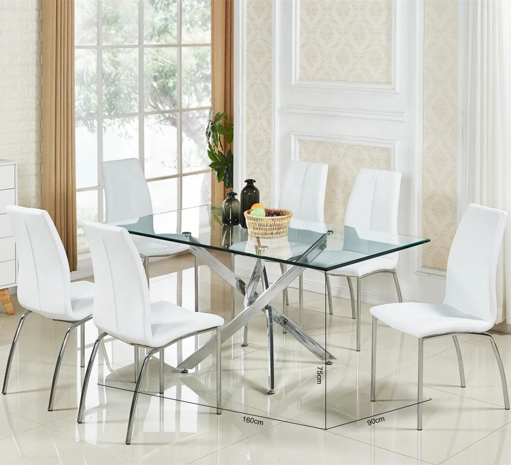 Wholesaler Clear Tempered Glass Dining Table with Stainless Steel Legs in  Dining Room Dining Room Furniture with 6-8 Chairs