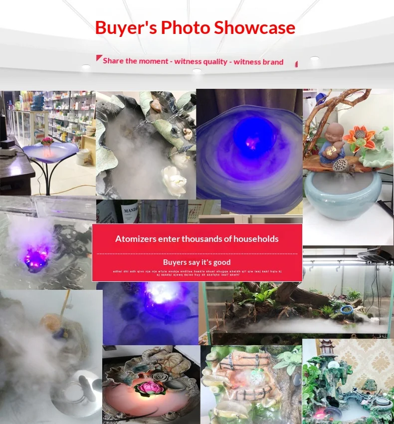 2026 Alloy Atomizer Mist Maker with 3-Color LED Auto Shut-Off Submersible Fountain Pump for Fish Tank Aquarium Landscape Decor product detail 6
