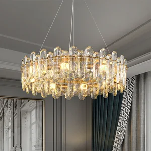 Zeal Lighting Modern Designer Circle Hanging Lights Living Room Crystal Chandeliers Connector Rings