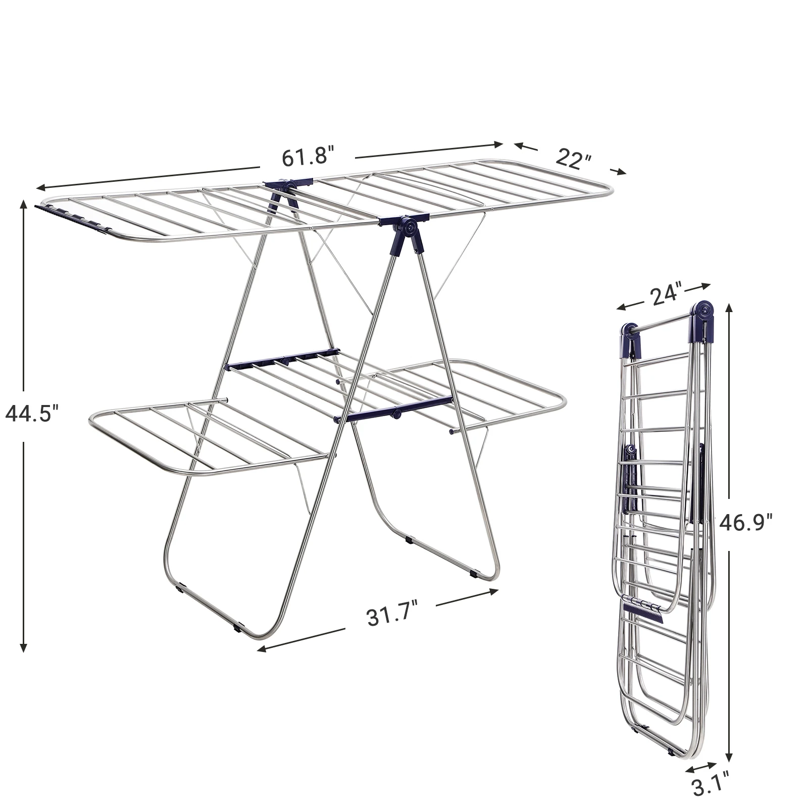 Songmics 2 Tier Stainless Steel Clothes Drying Rack With Shelves ...