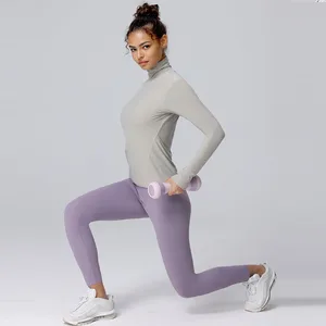 Long Sleeve Yoga Shirt Gym Wear Apparel Top Legging 2 Piece Set Training Shirt High-rise Pant Fitness Sweat Wicking Yoga Set