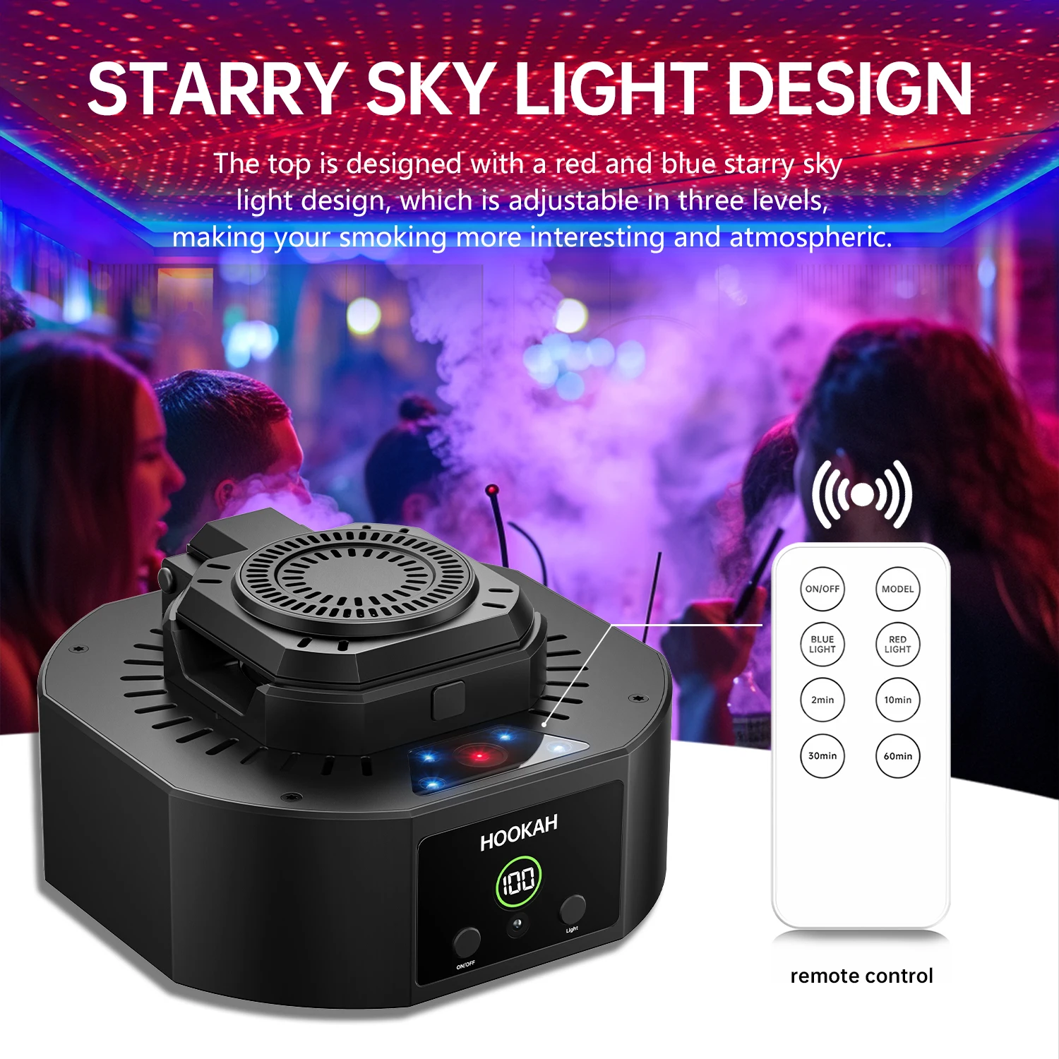 Upgraded Rechargeable Portable Electric Shisha Chicha Detachable