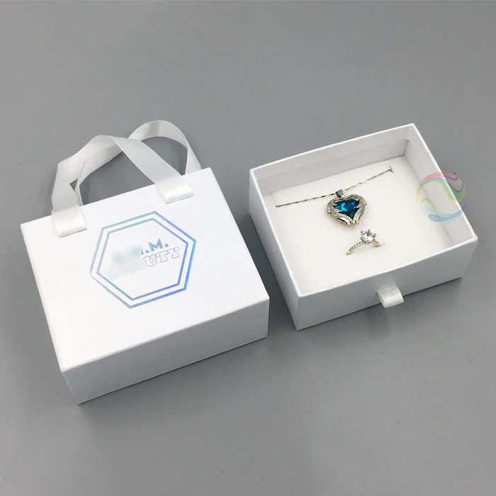 Wholesale Luxury White Custom Print LOGO Paper Drawer Jewelry Ring ...