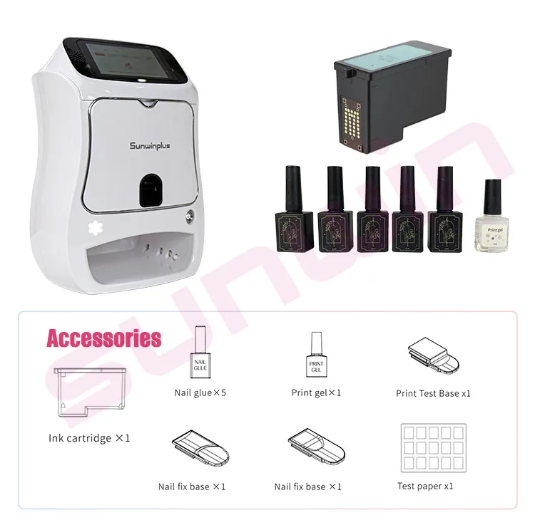 SUNWIN Nail Printer Finger DIY Print Art WIFI Automatic 3D Art Designs Finger Nails Printing Machine for Salon Use