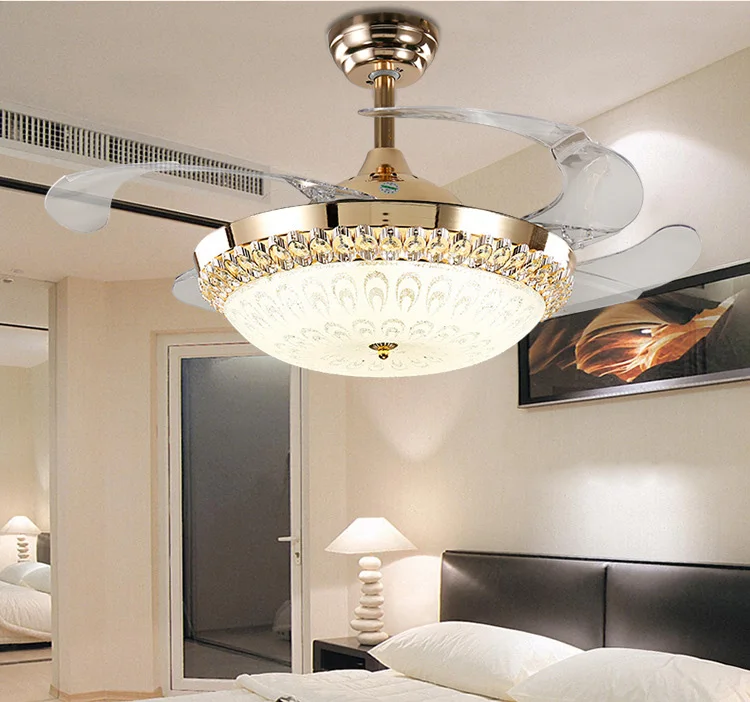 Led ceiling fan with light crystal fan light with remote led fan light