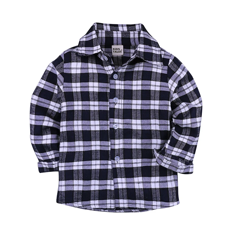 White and black plaid shirt pants pieces children's clothing baby child  long sleeve set