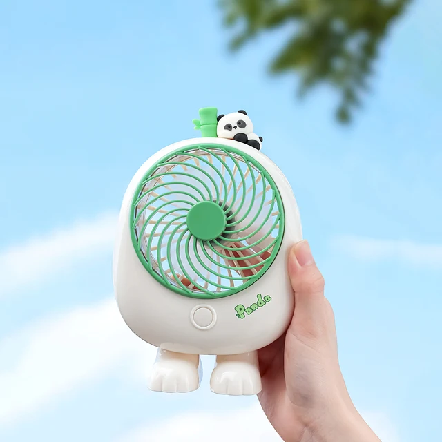 Panda Design Small Desk Fans Rechargeable Portable Lithium Battery 1200mah Usb Table Fan