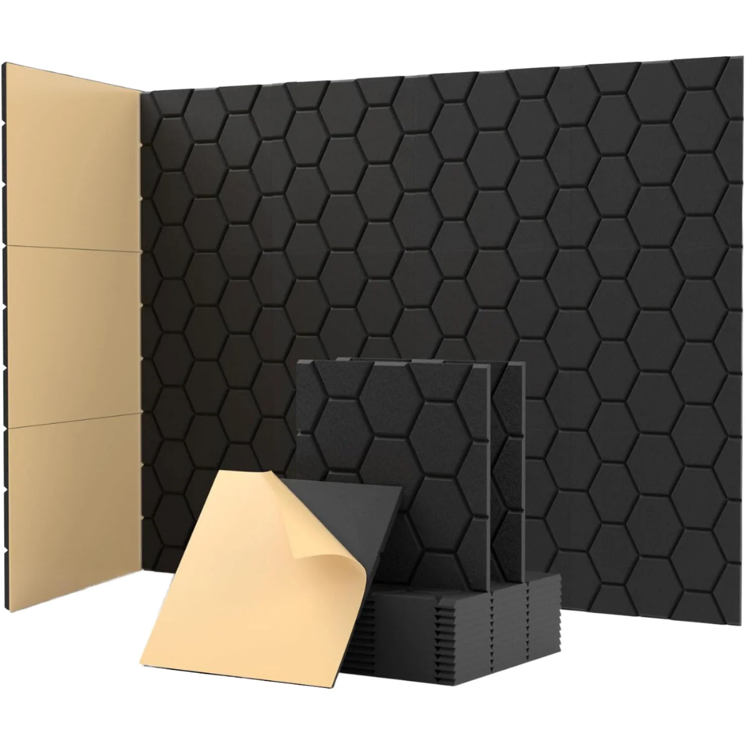 Індывідуальныя каляровыя шасцівугольныя акустычныя панэлі для сцены, паліэфірнае валокна, экалагічна чыстыя, зніжэнне ўзроўню шуму для студый, гульнявых пакояў, складоў