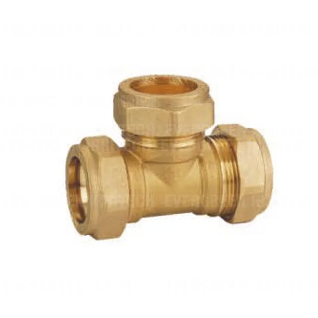 35mm Compression Equal TeeBrass Plumbing Fitting For Copper Pipe 