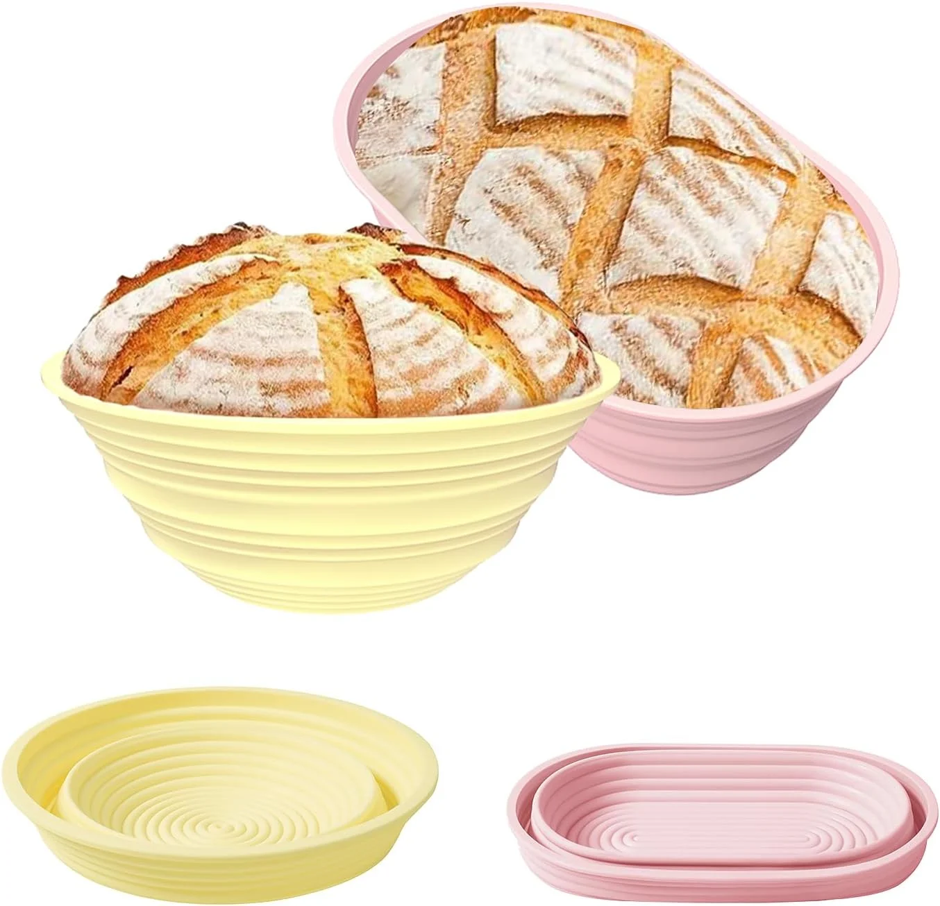 New 2024 Nonstick Round Bread Proofing Basket Collapsible Silicone