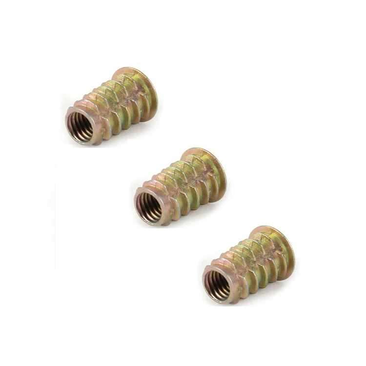 Customized M4 M8 M6 Hex Socket Self Tapping Fitting Fastener Yellow Plated Through Hole Internal and External Thread Insert Nut