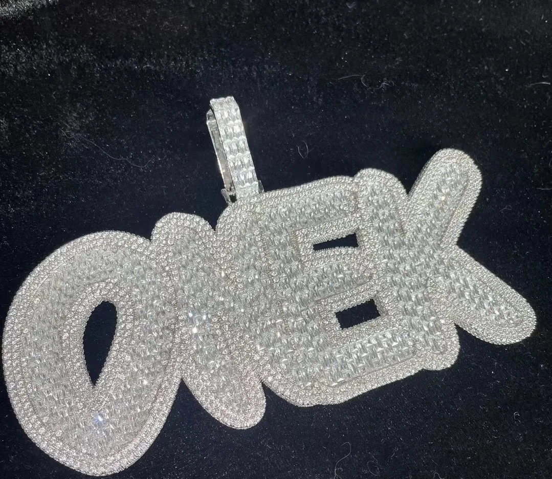 Hip-hop rappers must-have fashionable jewelry progressive unparalleled full moissanite inlaid letter pendant 925 silver material/ 222072