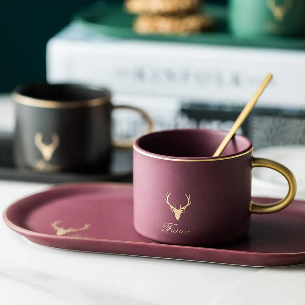 Home Office Use Nordic Style Tea Cups Saucer Set Ceramics Mug Coffee Cup Ceramics Espresso Cups Breakfast Mugs Dessert Plate