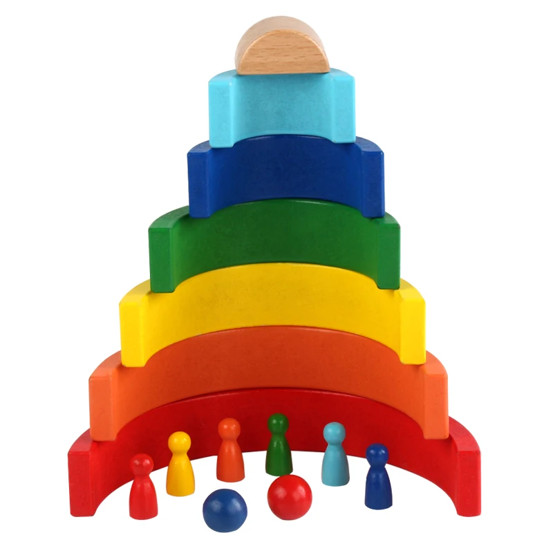 Regenbogen Stacker Nesting Holz Bausteine   Bildung Spielzeug 