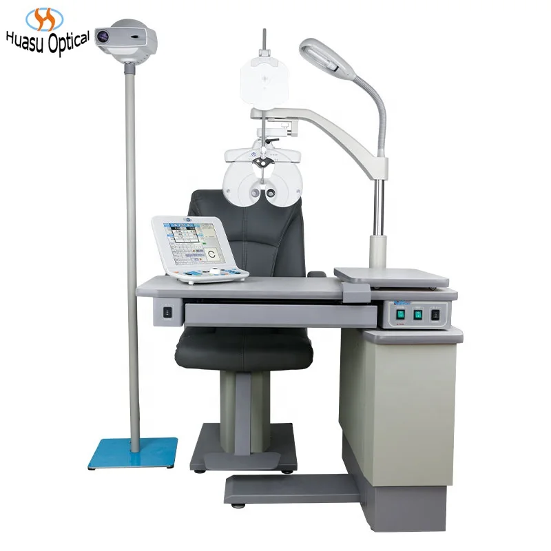 Optometry Refraction Unit Ophthalmic Whole Set of Motorized Table Chair Digital Phoropter Auto Chart Projector