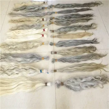 best quality nature grey hair bulk/grey human hair weaving/braid