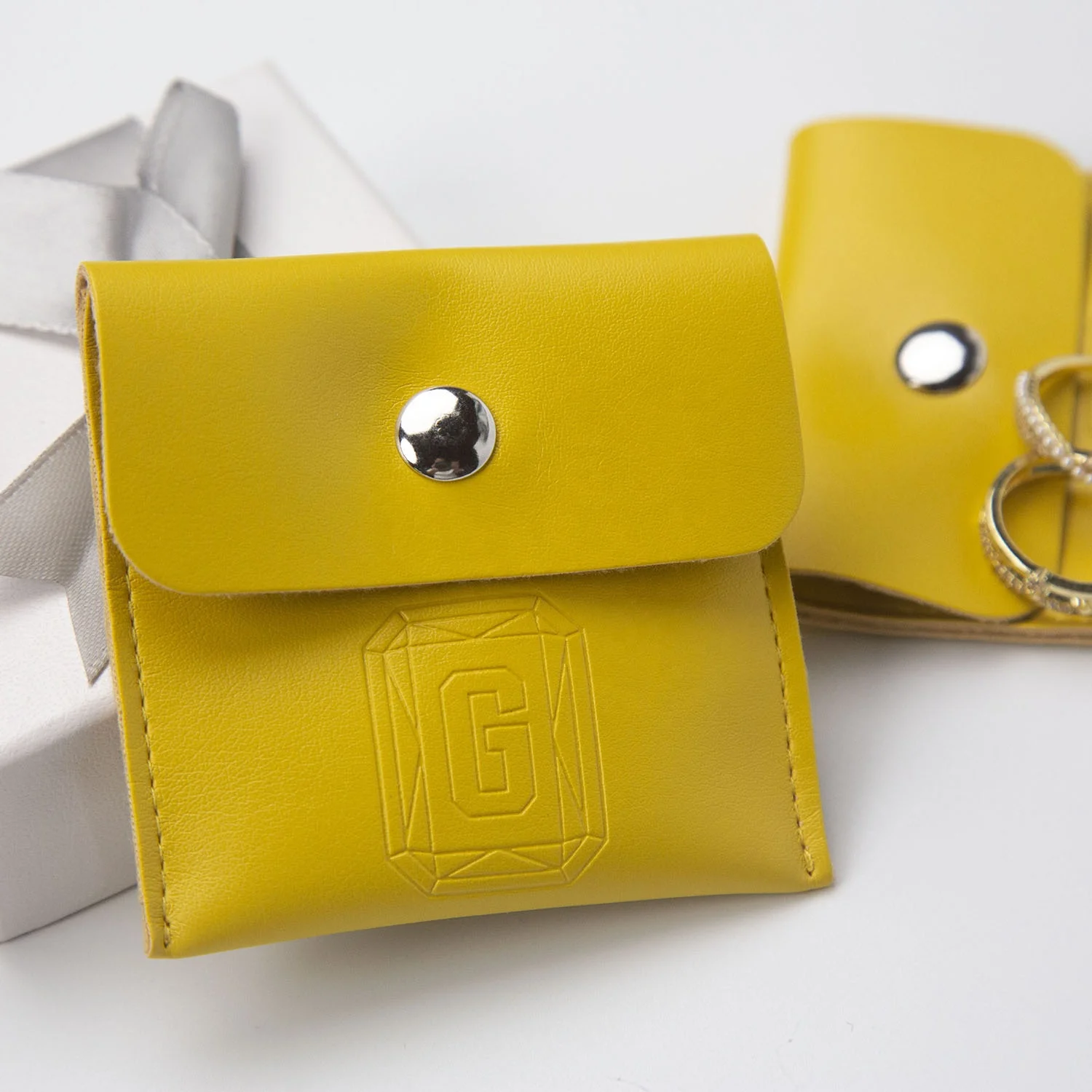 Pu Leather Jewelry Pouch With Debossed Logo Envelope Pu Jewelry