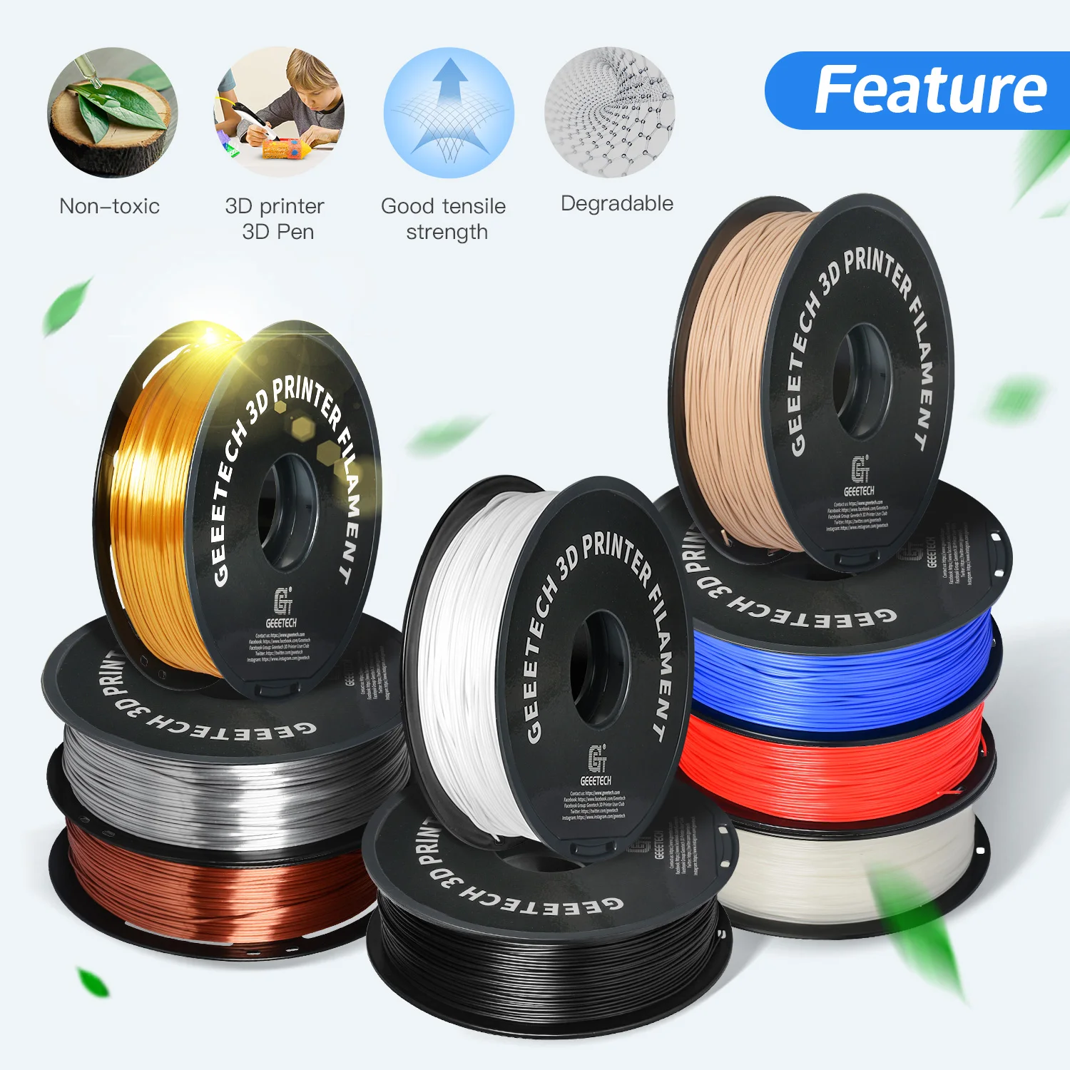 Geeetech Brand Factory Wholesale 3d Printer Filament 1.75mm 1kg/roll