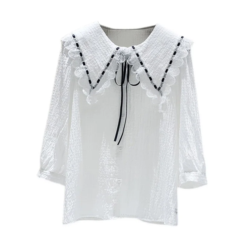 Doll Collar Shirt Female Three-quarter 
