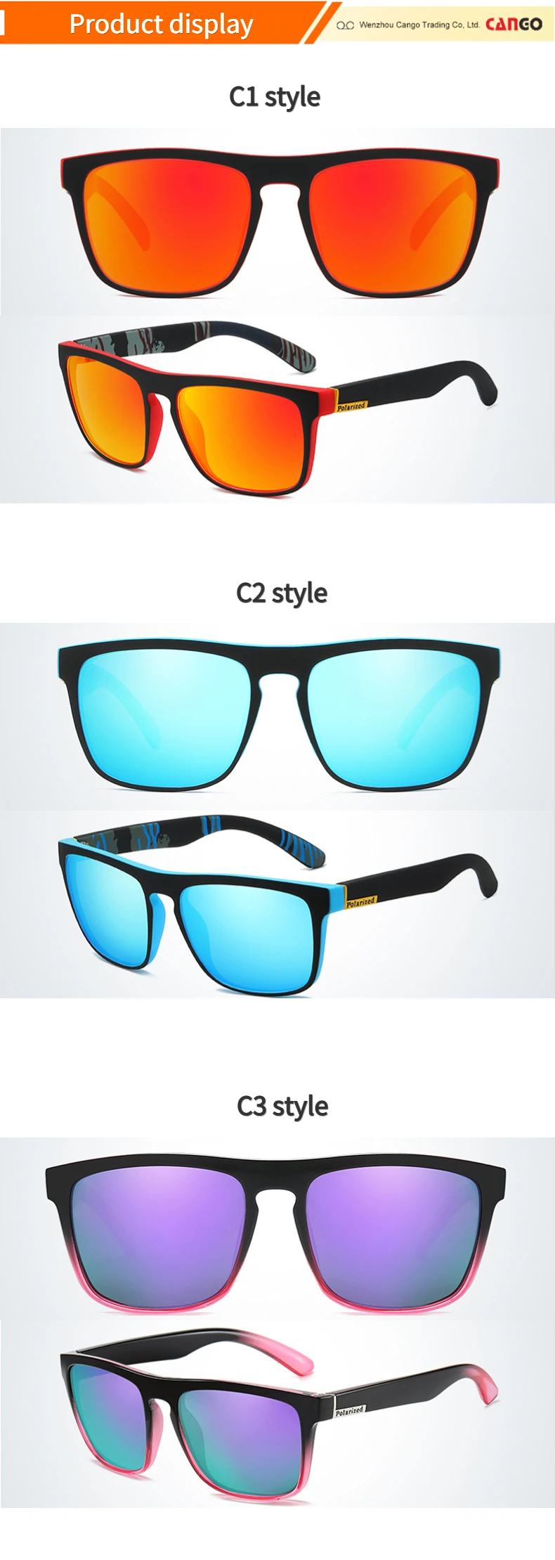 Personality Designer Custom Logo Sports Polarized Sunglasses Square