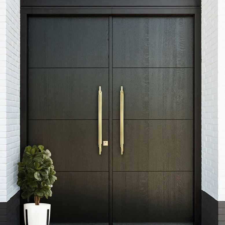 Latest Design Korean Style House Customized Size Wooden Glass Main Entrance Doors