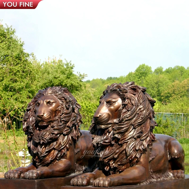 ユーファイン ブロンズゴールド ライオン彫刻 屋外エントランス広場