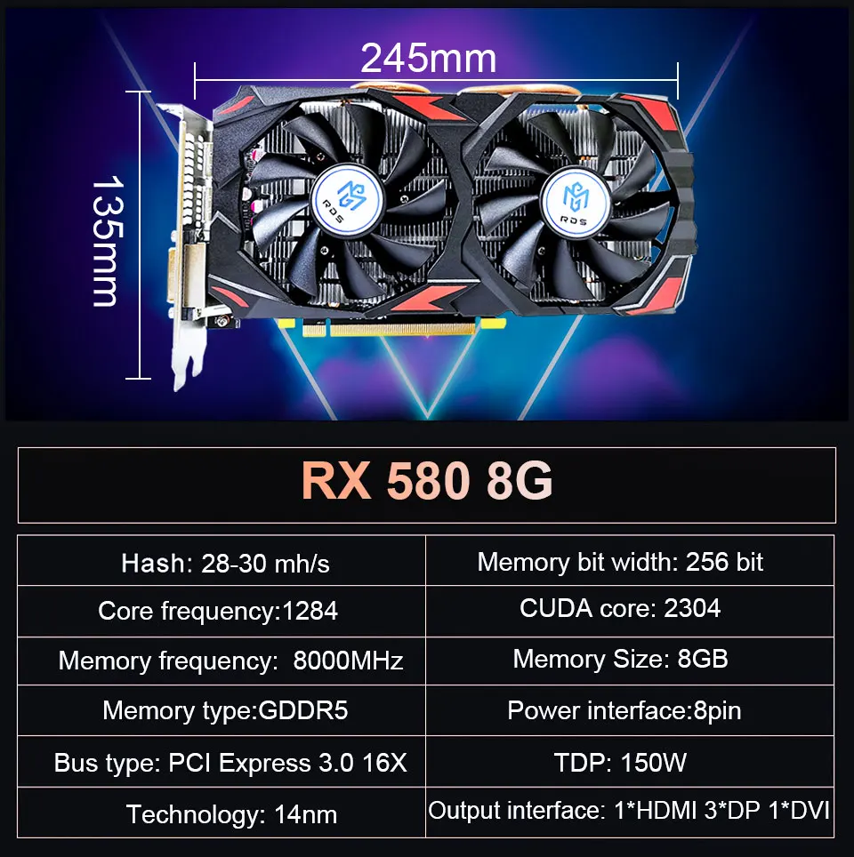 Used Rx 580 8gb Used Graphics Cards Gddr5 Gpu Rx 580 8g Card 256bit