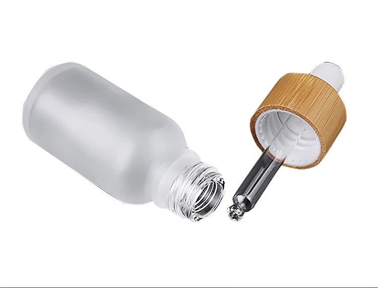 Round Refillable 50ml Frosted Glass Serum Bottle UV Protection