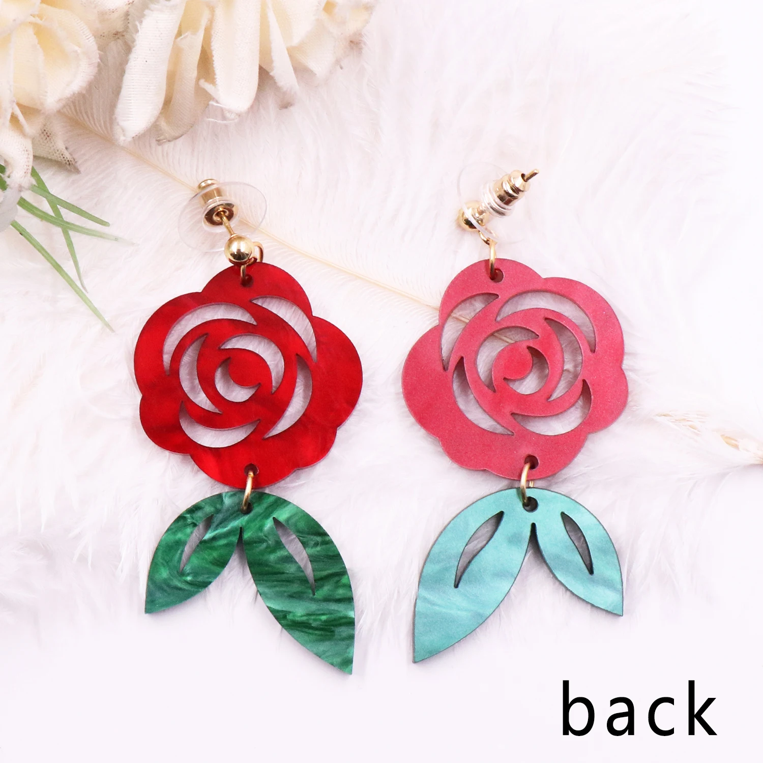 Customized CN Drop Rose TRENDY Acrylic Earrings MD147ER2234 New Product Diamond Women High Quality Fine Jewelry Valentine's Day manufacture