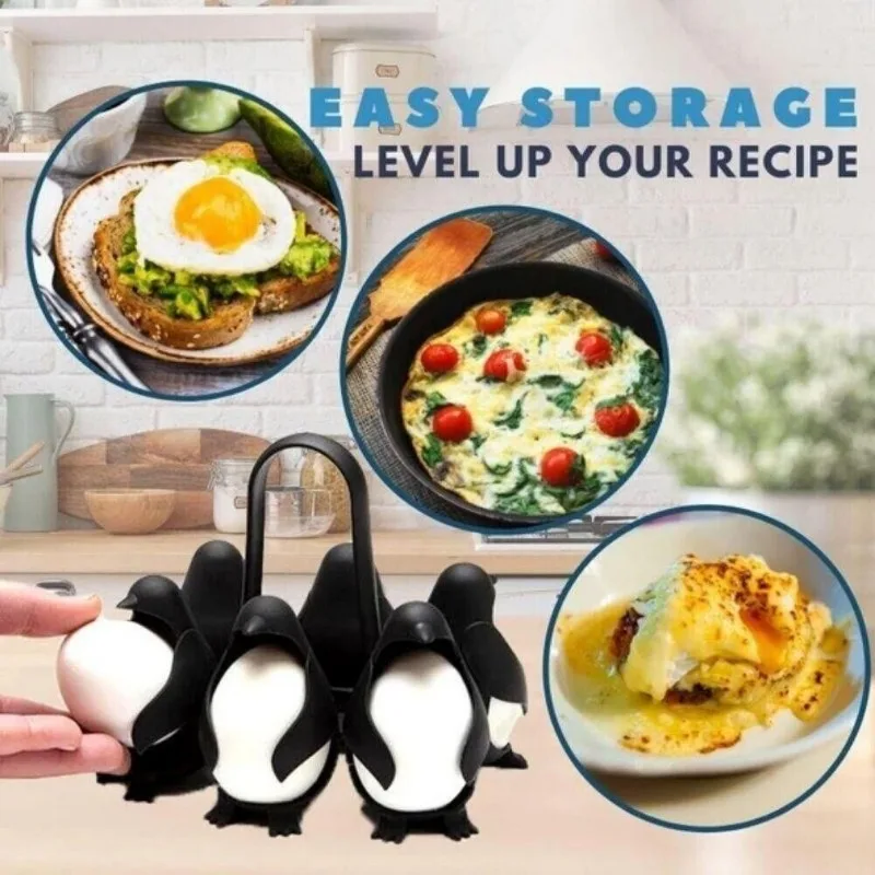 3in1 Penguin Egg Holder Organizer Rotate Boiled Eggs 6gauge Steamer Penguin Shaped Egg