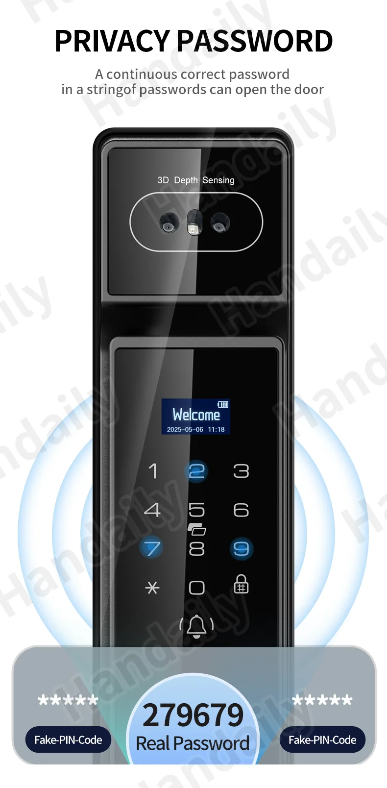 waterproof tuya 3d face recognition smart lock biometric fingerprint with video call function for gate digital door lock p60-5