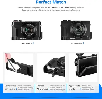 Neewer Metal Bracket Compatible with Canon G7X Mark II & Mark III, Camera Extension Base Plate with 1/4" Tripod Mount detail image