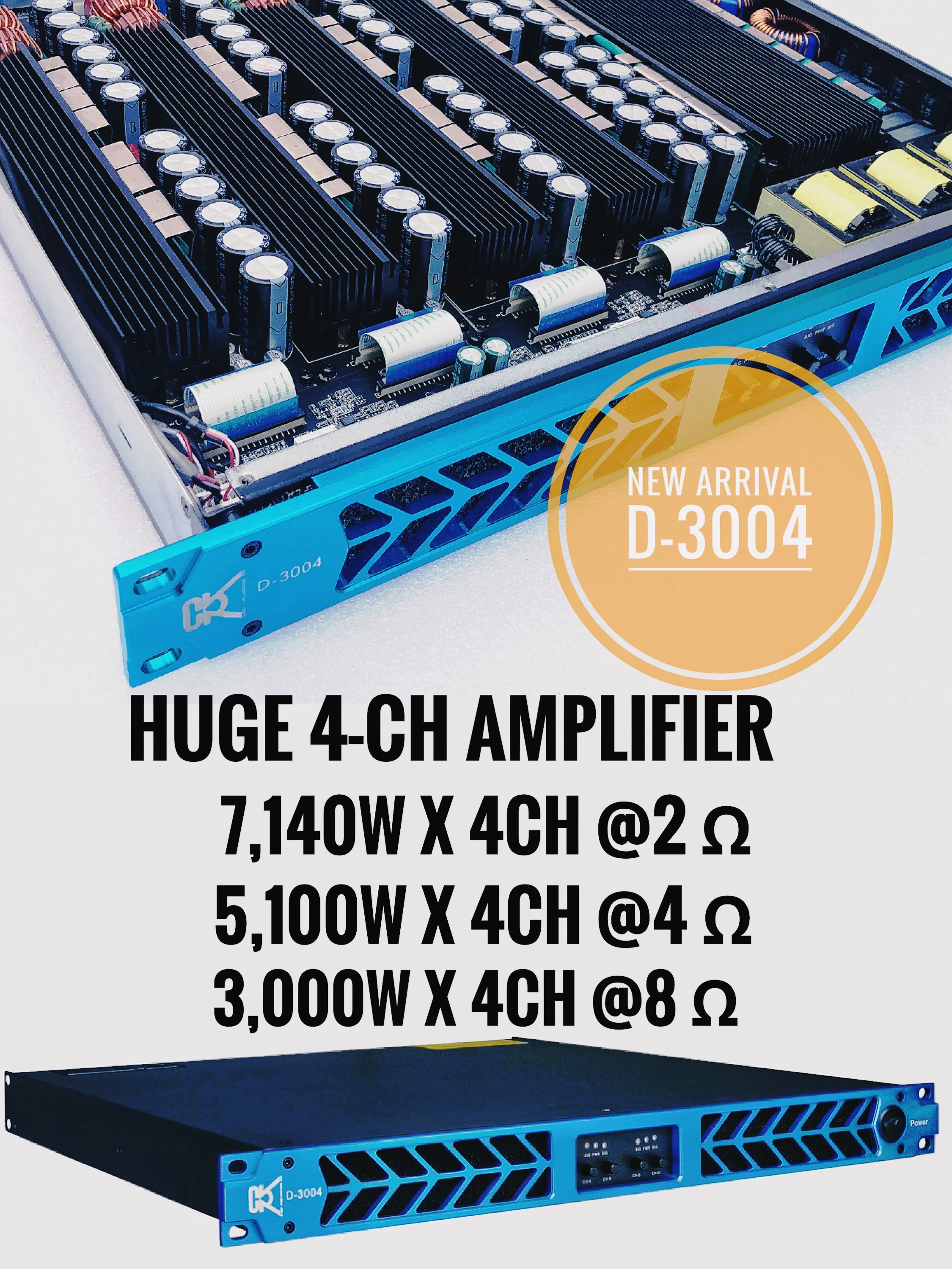 Latest  CVR Audio D3004  High  Output 3000W 4 Channels Power Amplifier