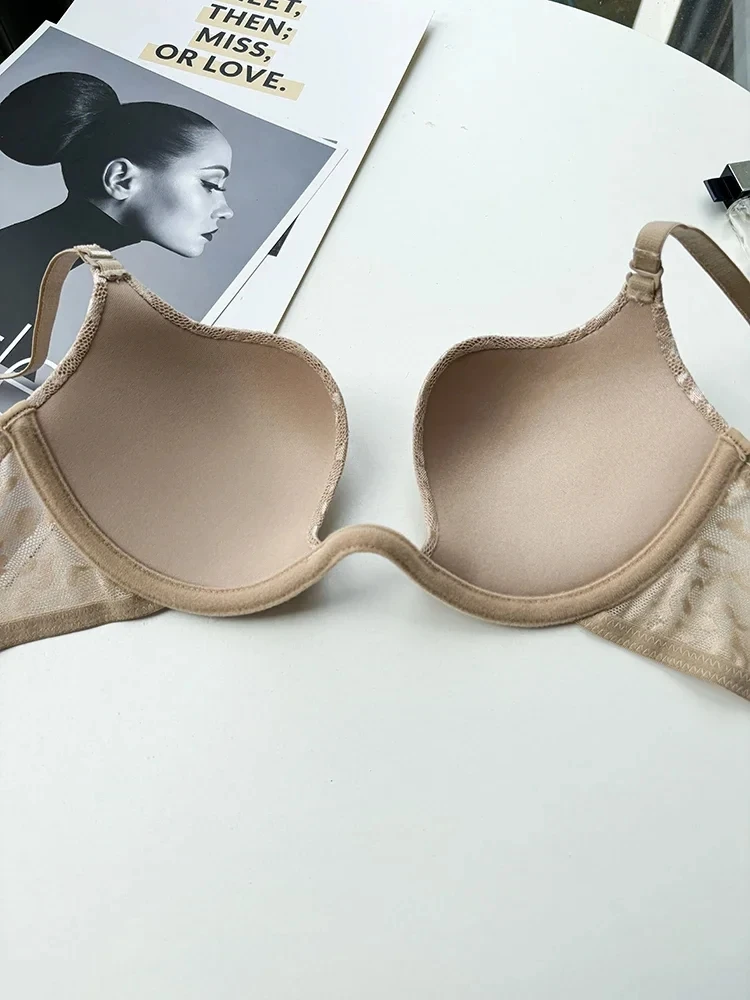 Women Invisible Deep U Lingerie Set Sexy Underwear Low Cut Push up Open ...