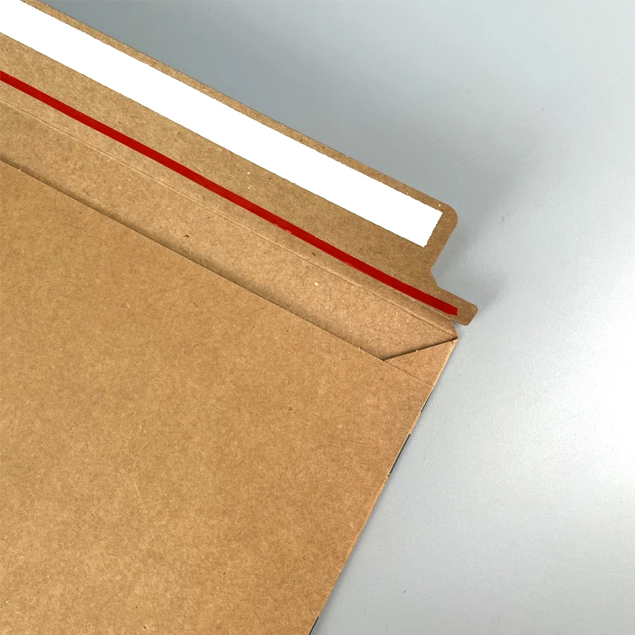 Customized Rigid File Big Brown Kraft Paper Cardboard Shipping Envelope with Self Adhesive