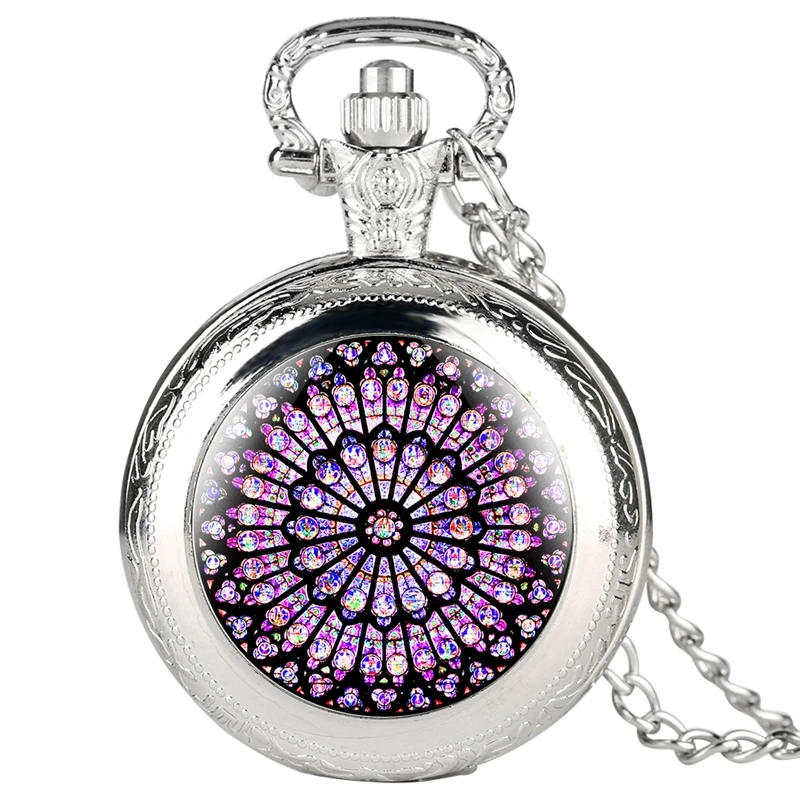 Necklace Pendant Clock Souvenir Gifts for Men Women Notre Dame De Paris Cathedral Pocket Watch