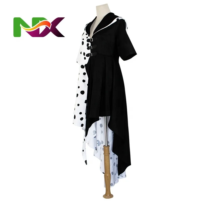cruella black dress Cruella Cosplay 2021 Cruella DeVil Emma Stone Costumes Wigs Outfit –  ACcosplay main image 1